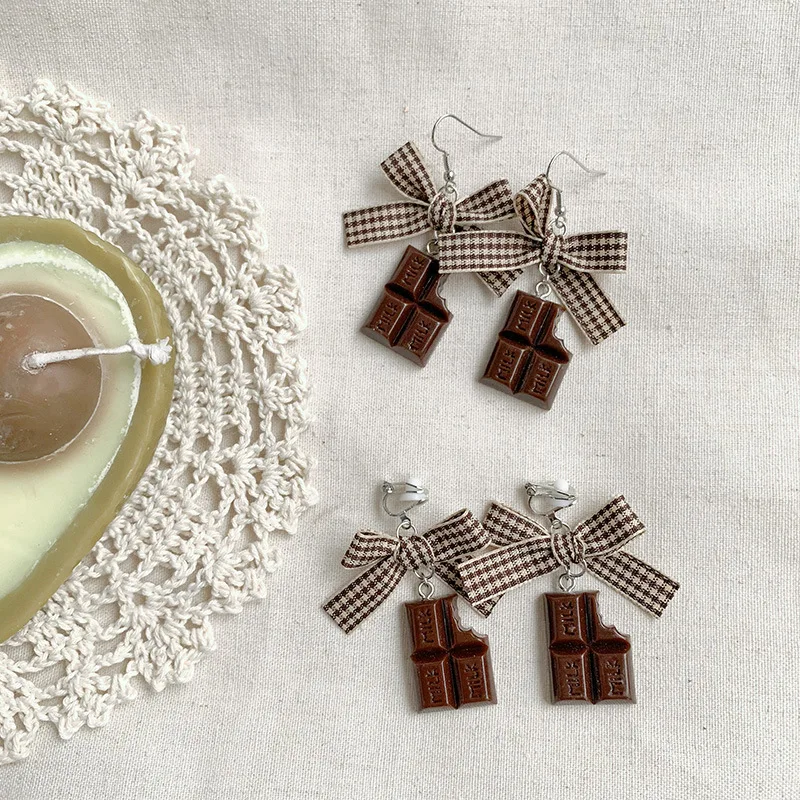 

Korean Version Interesting Chocolate Shape Delicate Handmade Earrings Lovely Personality Sweet Earrings Jewelry Accessories