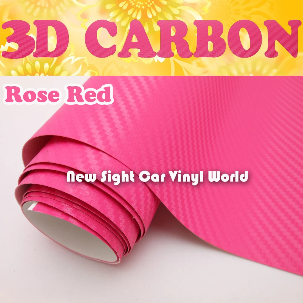High Quality Rose Pink 3D Carbon Fiber Vinyl Rose Pink Carbon Fiber