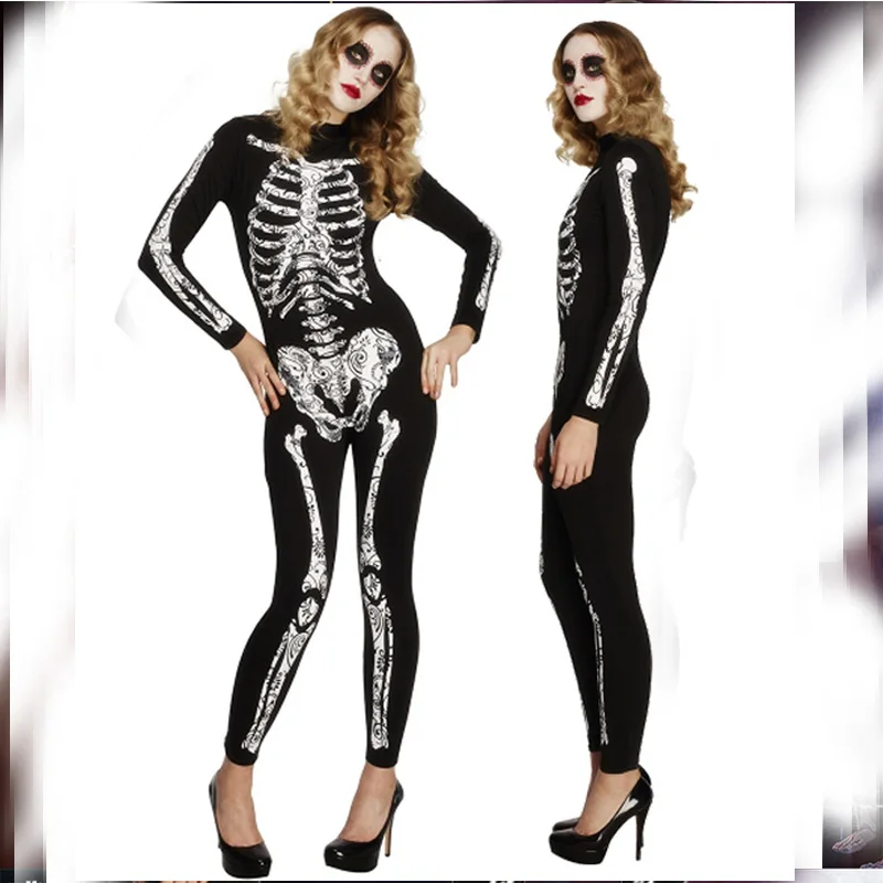 Skull print Halloween costume jumpsuit style halloween party clothes wholesale in factory price