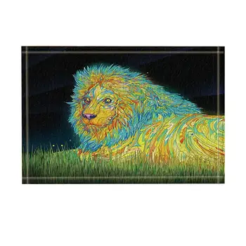 

Wild Creature Decor, Watercolor Lion Lying on Grass Bath Rugs, Non-Slip Doormat Floor Entryways Indoor Front Door Mat, Kids Mat