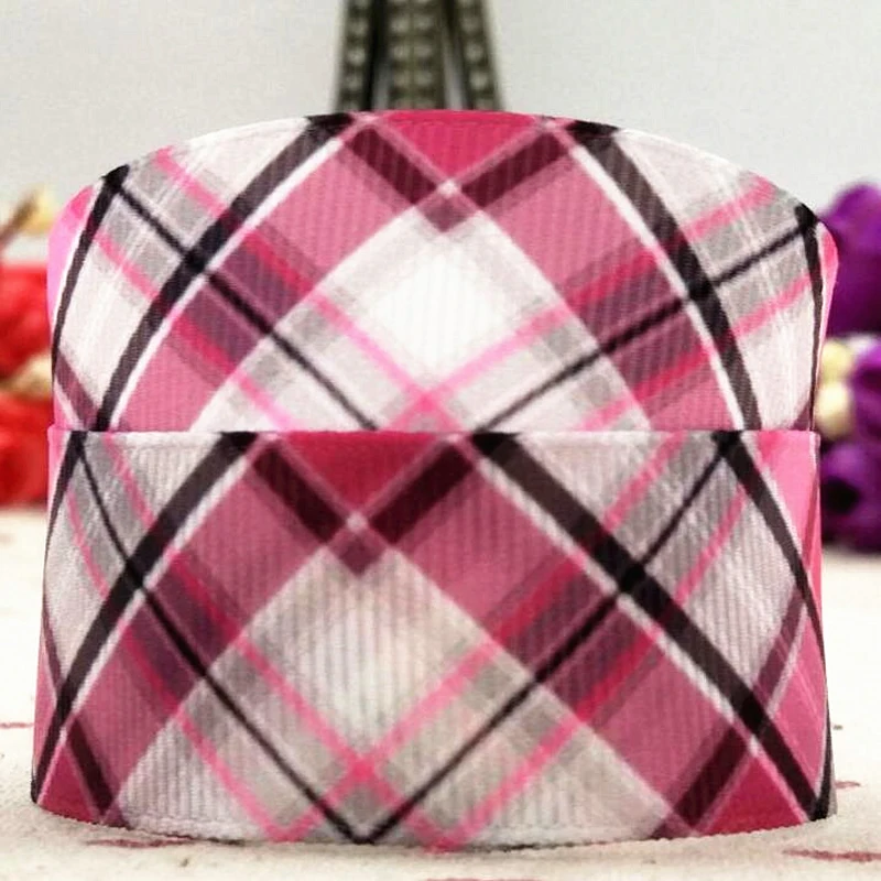 

1 ' 25mm plaidt ribbon 10 yards hair bow garment material DIY manual Grosgrain ribbons DIY handmade materials