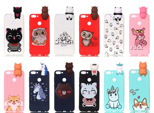 Cheap Silicone Case For Huawei P Smart Case Soft TPU 3D Cover Unicorn Bear Cat Owl Panda Patterned For Huawei Enjoy 7S Case
