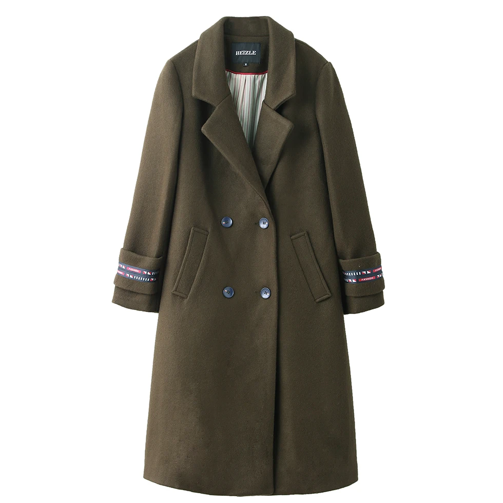 2018 Autumn winter New Women's Casual wool blend trench coat oversize Double Breasted X-Long coat Outerwear Padded Lining Coats