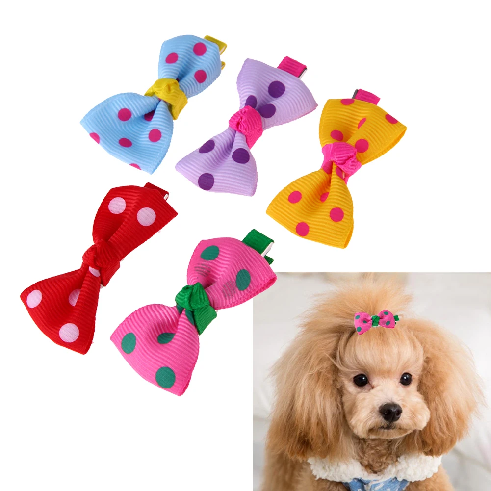 Homelove Small Dog Hair Clips 5 Pcs Cat Dog Hair Bows Girls Puppies Hair Barrettes Cute Bow Flower Crown Hairpin Head Flower Hair Pins Cat Puppy Party