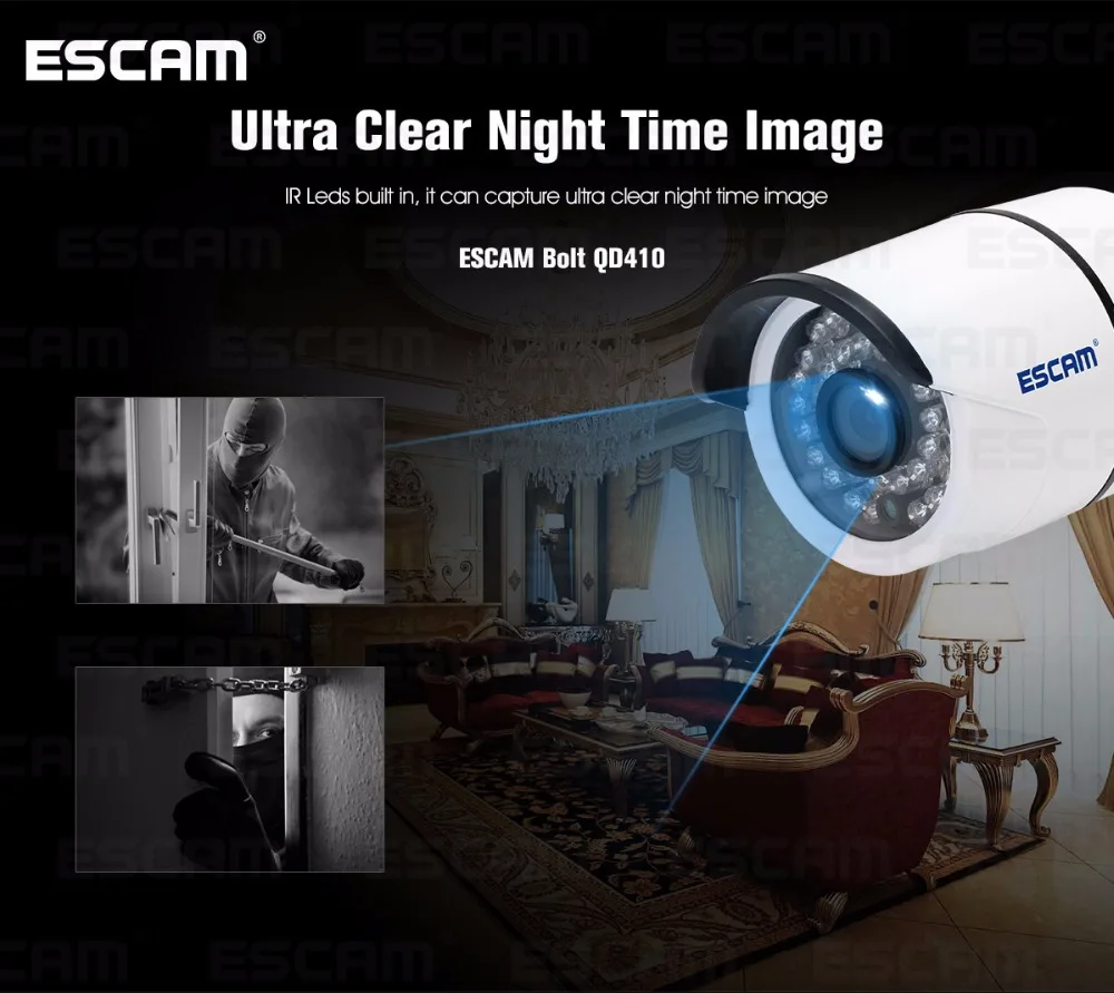 Escam QD410 Outdoor Waterproof CCTV Surveillance Security IP Camera 4MP 1520P Onvif IR Night Vision Wireless Bullet Wifi Camera Escam QD410 Outdoor Waterproof CCTV Surveillance Security IP Camera 4MP 1520P Onvif IR Night Vision Wireless Bullet Wifi Camera