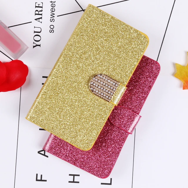 Cheap QIJUN Glitter Bling Flip Stand Case For Alcatel One Touch Pop 3 5.0'' 5015 5015D 5065A 5.5'' 5025 5025D Wallet Phone Cover Coque