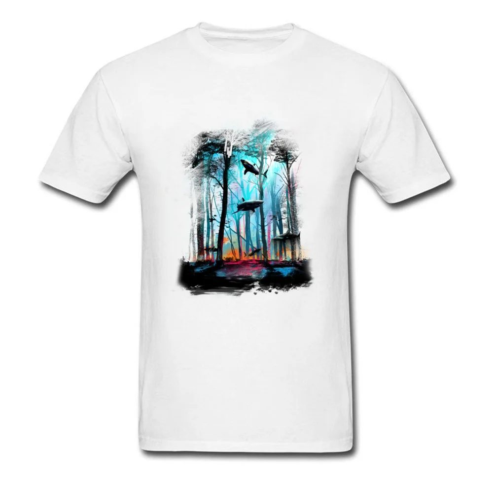 Shark Forest Men Brand Crazy Tops Tees Round Neck ostern Day All Cotton T-Shirt Geek Short Sleeve Tee-Shirts Drop Shipping Shark Forest white