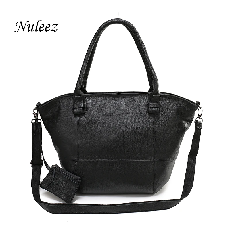 Nuleez Large Shoulder Handbags Women Bag Real Leather Shoulder Bag Cross Body Genuine Leather Women Big Bag Blue Leisure Bag angel horse leather woman shoulder bag fashion genuine leather women shoulder cross bag leather leisure single shoulder bags