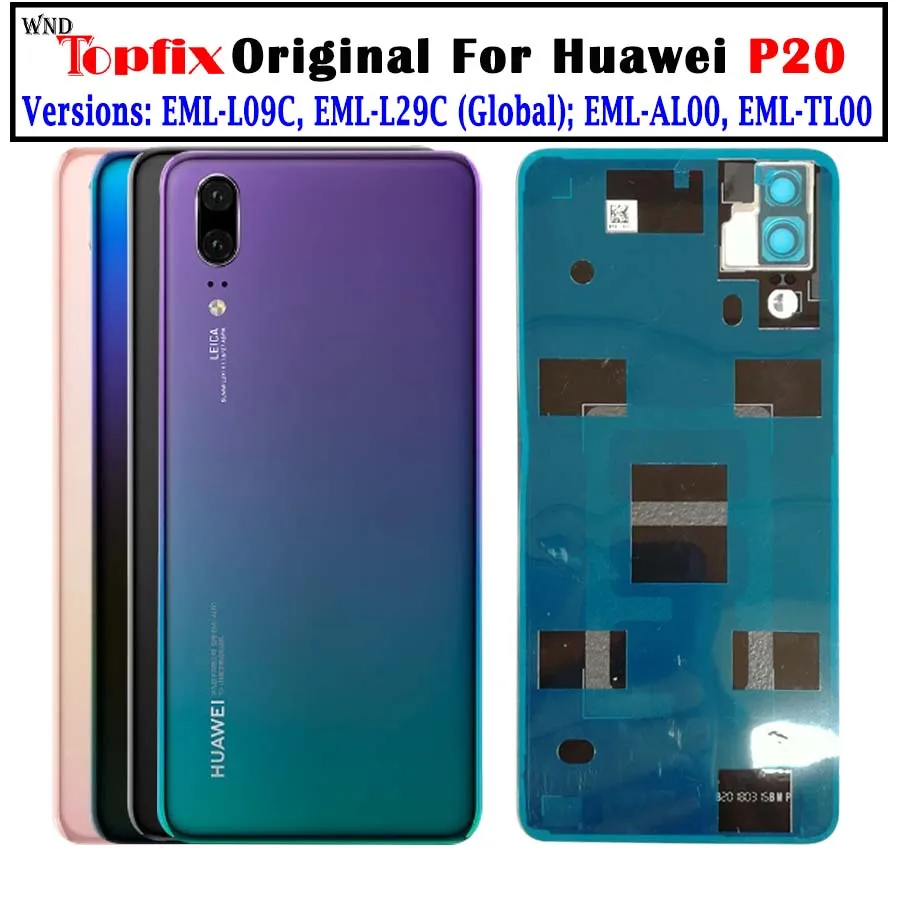 

Original NEW Battery Cover For Huawei P20 Rear Housing Back Case With Camera Lens + Logo + Adhesive Huawei P20 Battery cover