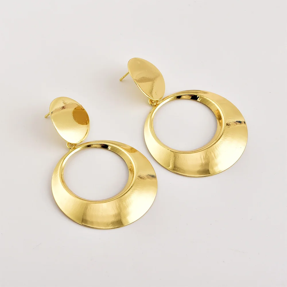 Liffly серьги-гвоздики для женщин, модные золотые круглые геометрические массивные корейские серьги, винтажные ювелирные изделия, подарок на день рождения - Окраска металла: B