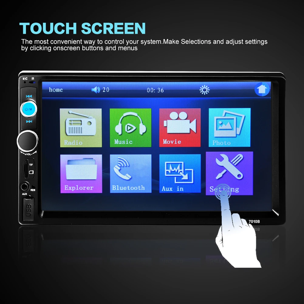 

7'' 2 Din Car Video Player 1080P HD 2 Din Car Video MP5 Player Touch Screen Bluetooth FM Radio Support Rear View Camera New