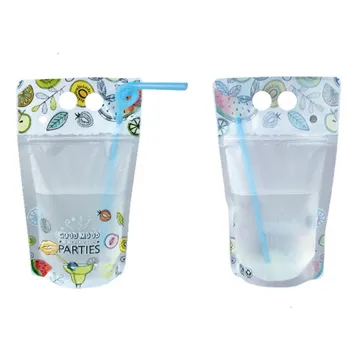 

100pcs Juice cow pearl yogurt tea soy milk coffee liquid straw tea packing bags zip lock stand up bag small plastic pouch