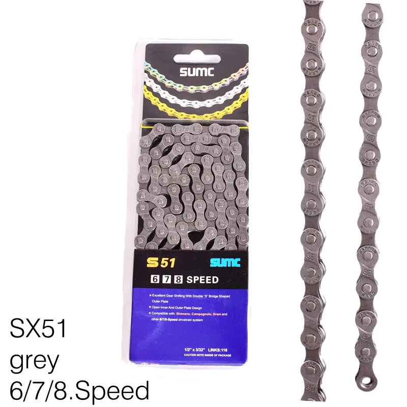 Велосипедной цепи, 8, 9, 10, 11, Скорость 116L золото MTB цепь для дорожного велосипеда X8 X9 X10 X10SL X11SL для Shimano SRAM велосипед Запчасти - Цвет: S51 Grey