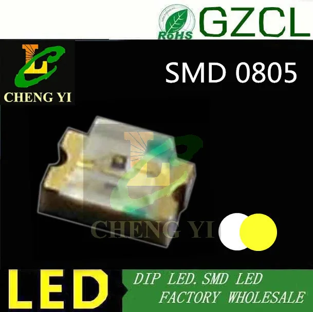 Горячая Распродажа теплый белый светодиод 0805 SMD излучающие диоды 2700 3000K 3 0 5 в (CE &