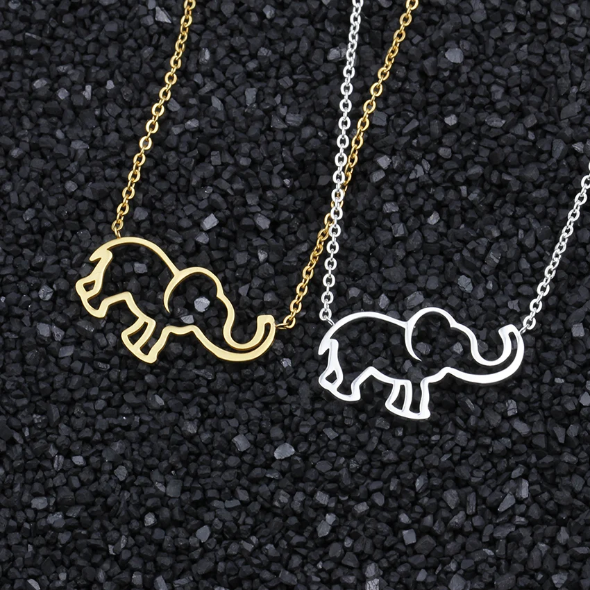 Stainless Steel Good Luck Elephant Outline Necklaces Pendants For Women Fashion Jewelry 2017 Collier Lucky Charm Mother Gifts|pendants for