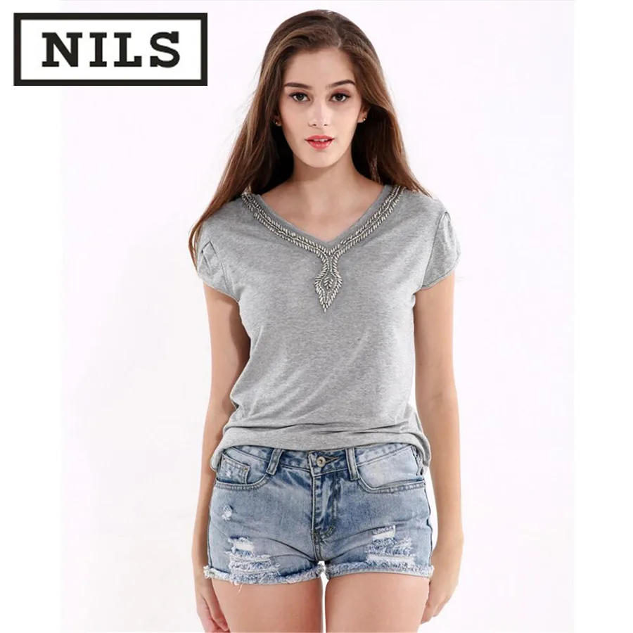 Летние трикотажные женские Топы корректирующие серый Повседневное заклепки