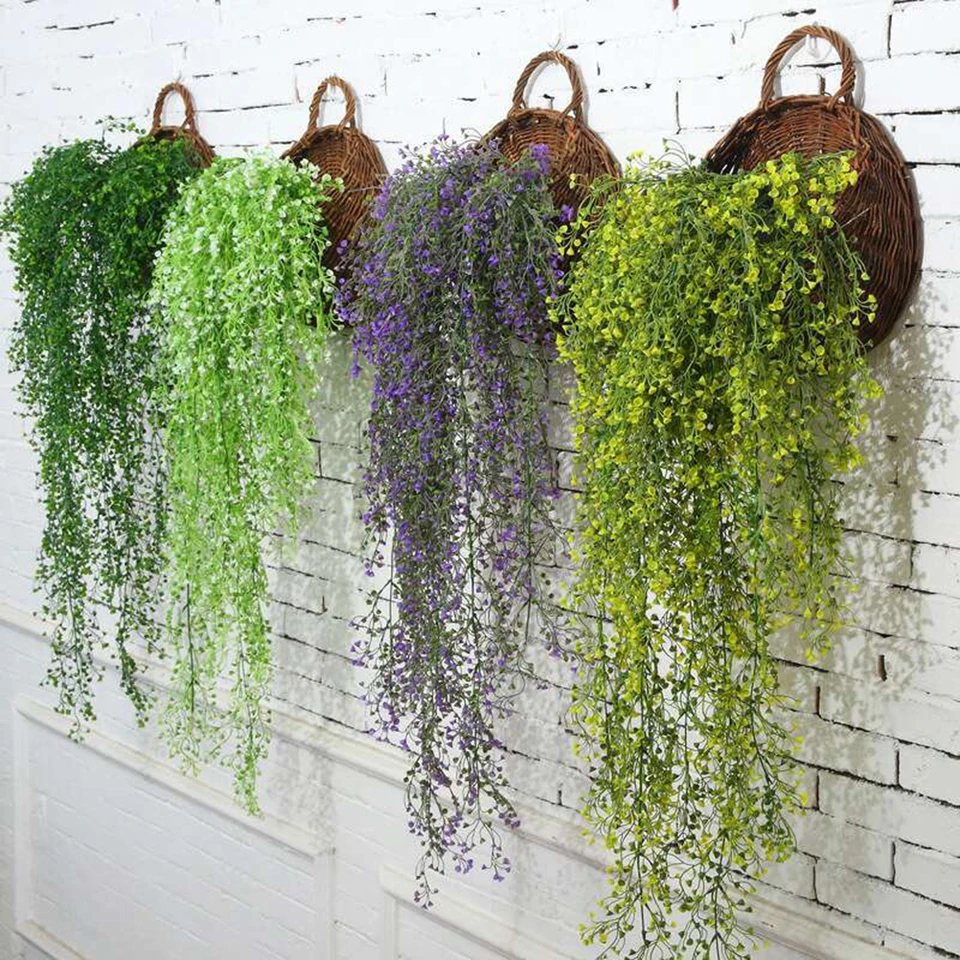 Artificial Flower Hanging Lavender Vine Rattan Fake Plant Garden Home Decor