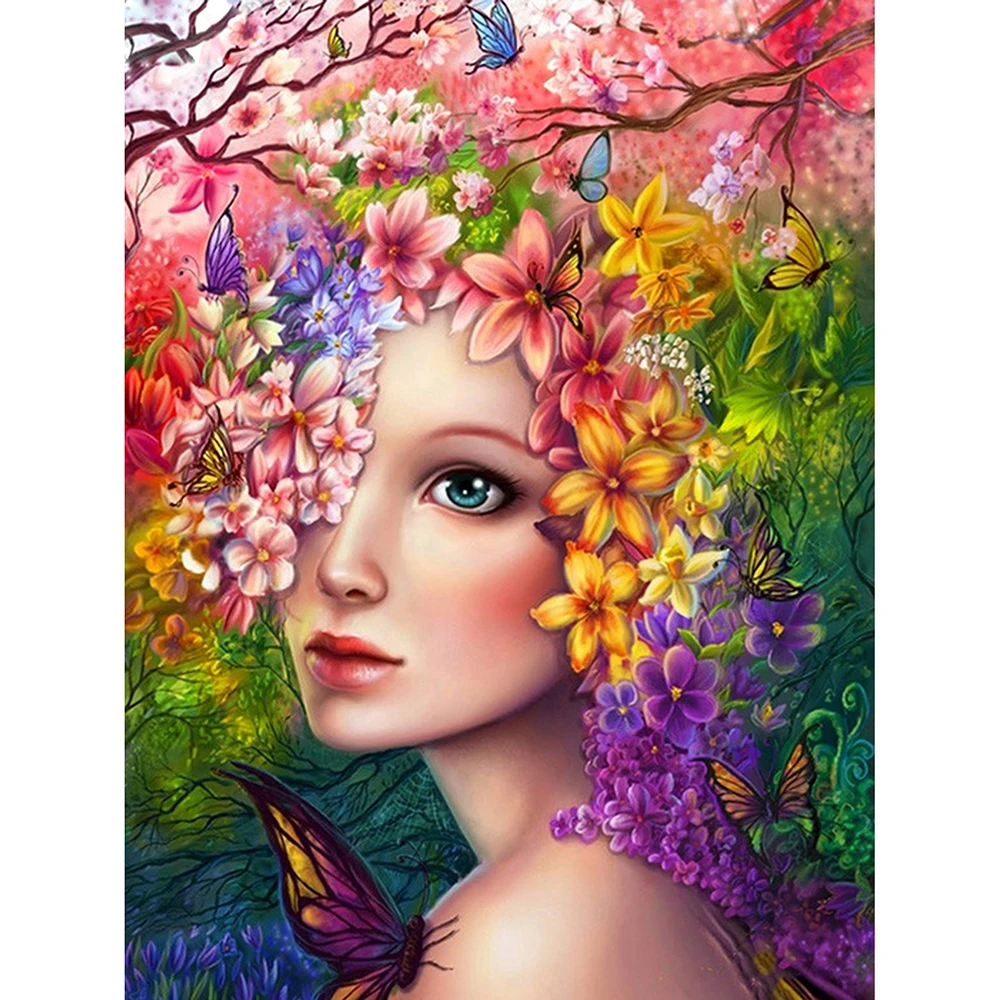 

5D Diamond Embroidery Flowers butterfly girl Diamond Painting Cross Stitch Kits Rose Square Resin Diamond Mosaic Home Decoration