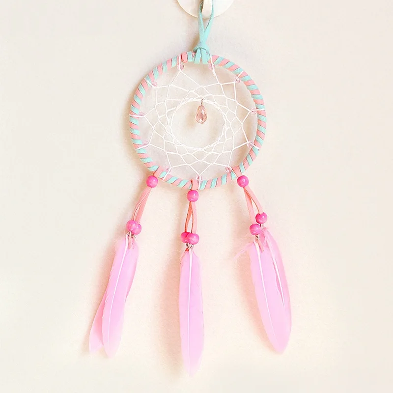 

beautiful Dream Catcher hand-woven Dreamcatcher with pink feathers for home wall decorations Car is hanged adorn,SKU 04A32A04