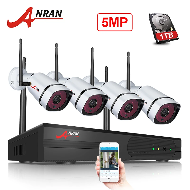 

ANRAN 5.0MP P2P Wireless Camera H.265 HD NVR Kit Outdoor IR Security Surveillance System Kit Auto PairNetwork CCTV Camera System