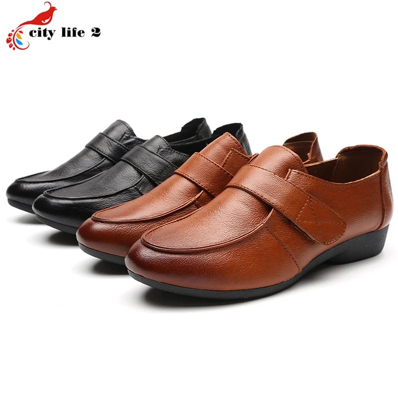 Comfortable Soft Bottom Flat With Round Leather Shoes Bow Non Slip Mother Shoes font b Women