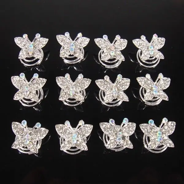 

20Pcs Wedding Butterfly Crystal Hair Twists Spins Pins Hair Accessory //Free Shipping