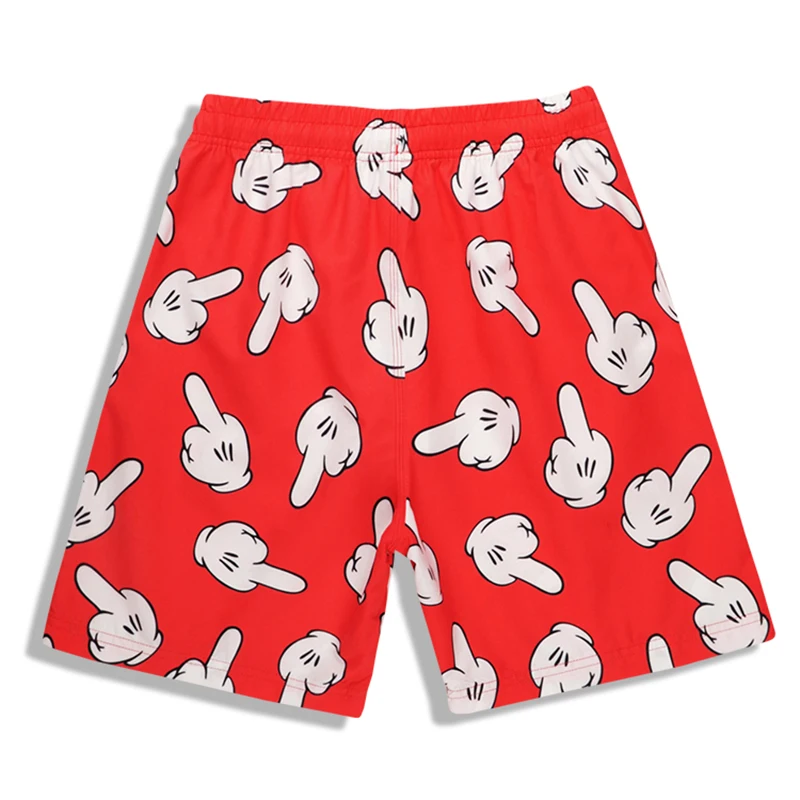 جديد وصول الرجال الشاطئ السراويل السباحة جذوع للرجال الكرتون أصابع المطبوعة مجلس السراويل تصفح السروال الجري الرياضية