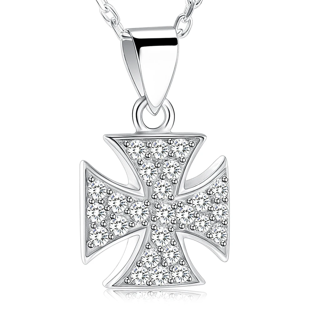 

IJS0013 Women's Standard 925 Silver Cross Pendant Necklace Set Jewelry
