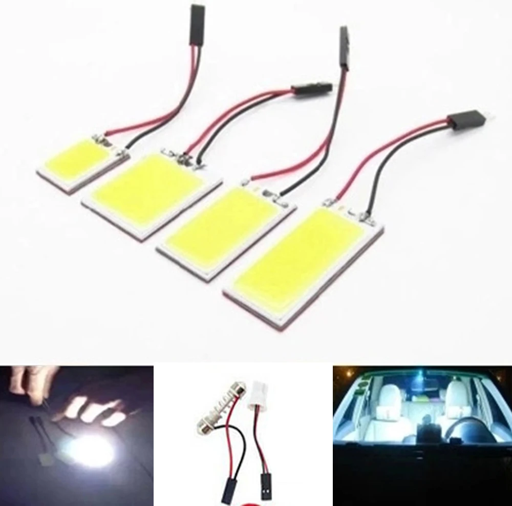 

100PCS 21 24 36 48 SMD COB Chip 12V 24V Dome Light With T10 Festoon Adapters White Car Vehicle LED Panel Lamps