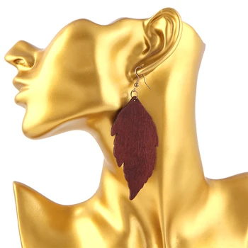 

SANSHOOR Pre-sale Wholesale Leaf Wooden Earrings Long Drop Dangle Earring Brown Color For Women Vintage Jewelry 50Pairs