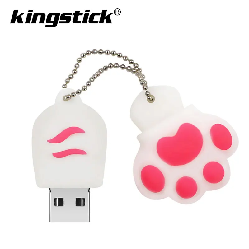 Cute Cat Claw USB Flash Drive 7 colors Pen driv Stick 4GB 8GB 16GB 32GB 64GB Memory Sticks best gift Pen Drive Flash U disk - Color: white