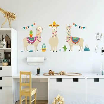 

Cartoon Cute Alpaca Wall Sticker for Kids room Nursery Decor DIY Lovely Llama Cactus Vinyl Art Decals Home Wall Mural Decoration
