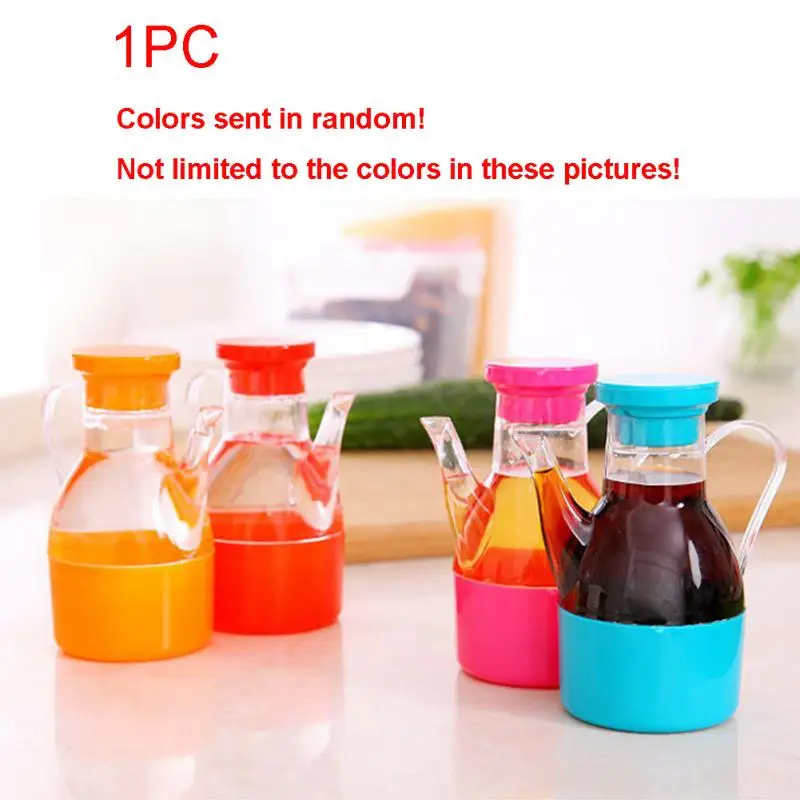 1 قطعة البلاستيك التوابل زجاجة مزيتة زجاجة صلصة الصويا وعاء من الخل التوابل جرة زجاجة زجاجات بهار المطبخ النفط