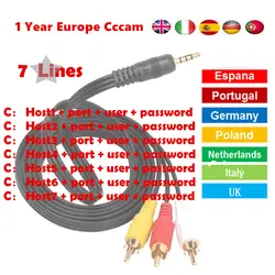 7 линий 1 год CCCAM Clines для цифрового спутниковый ТВ-приемник DVB-S2 рецептор набор топ коробка один год Cccam Cline Испания