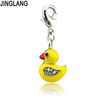 

JINGLANG Fashion Lobster Clasp Charms Yellow Enamel Duck Pendants Animals DIY Charms For Jewelry Making Accessories Wholesale