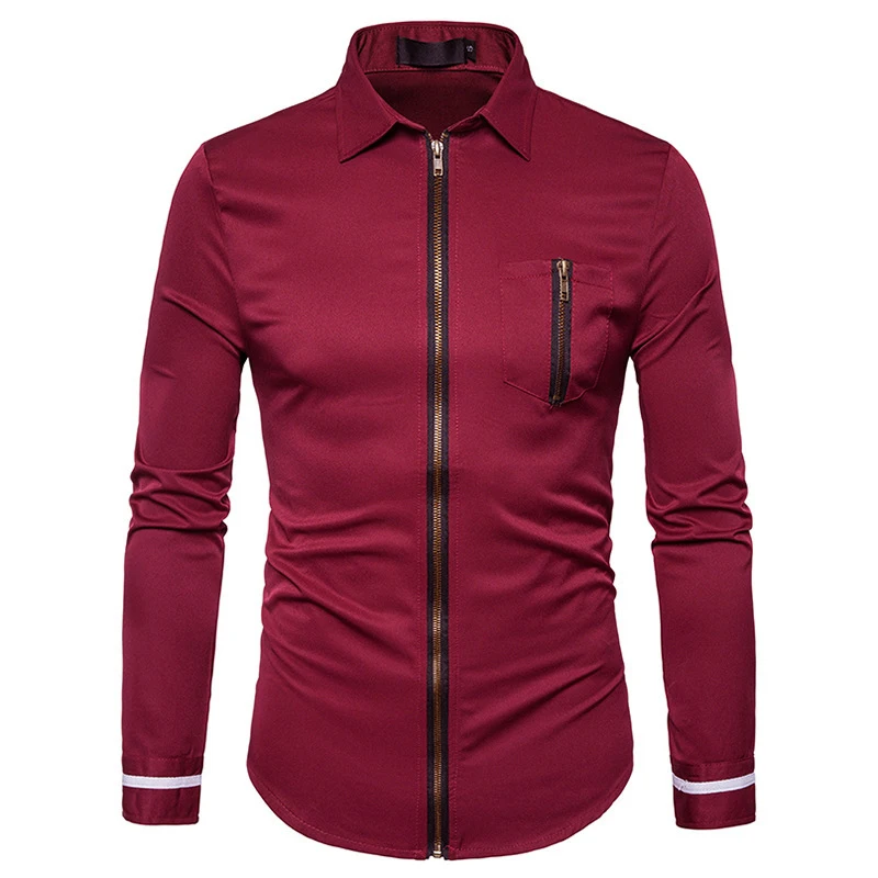 M 2XL 2018 Autumn Fashion Men's Zipper Placket Design Cotton Casual