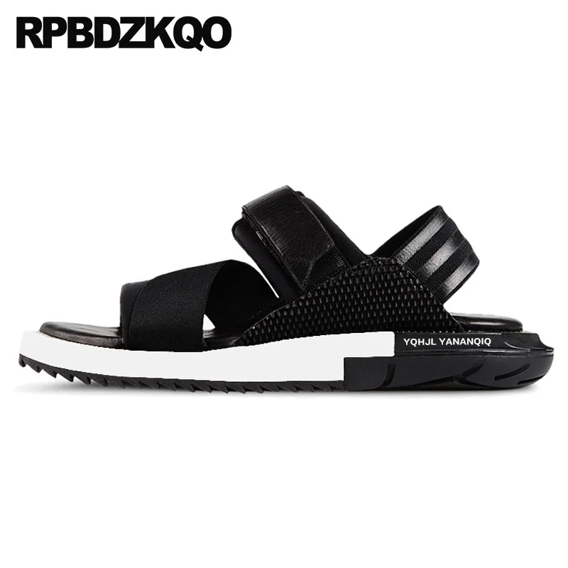 

genuine leather big size sneakers outdoor luxury sandals summer casual black sport flat large 45 designer shoes men high quality