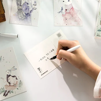 

24pcs/pack Cartoon Rabbit Business Invitation Card Paper Postcards DIY Greeting Gifts Card Message Label Stationery