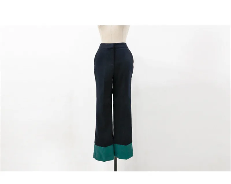 Коллекция года, женские комплекты, винтажный приталенный Зеленый Длинный блейзер в стиле пэчворк+ брюки по щиколотку, двубортные свободные наряды