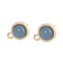 DoreenBeads, цинковый сплав и акрил, серьги-гвоздики, фурнитура, круглые, золотые, красочные, ювелирные изделия, сделай сам, петля, 13 мм x 10 мм, 10 шт