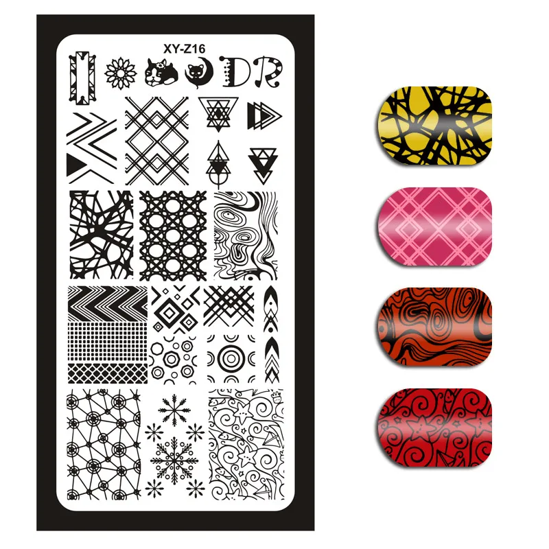 1Pc 6x12cm Nail Stamping Plates Flowers/Heart/ Pattern/English Letters DIY Hot Designs Stamp Template Nail Polish Stencils XY18 - Цвет: 16