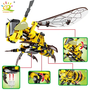 

HUIQIBAO 236PCS Technic DIY Insect Bee Model Building Blocks Technic Brick Garage Kits Educational Toys for Children