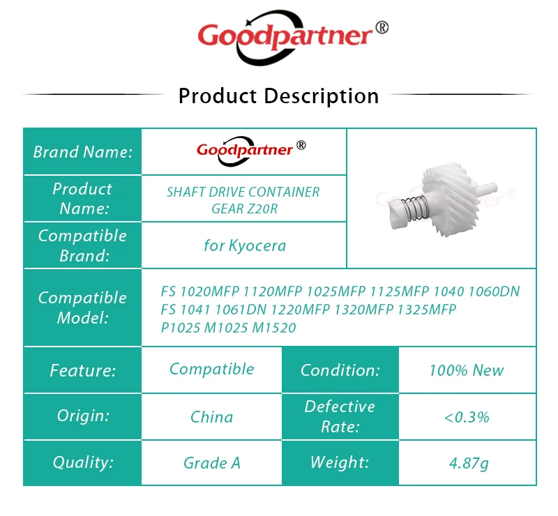 1X 3V2M202380 3V2M202420 Шестерня контейнера вала Z20R для Kyocera FS1020 FS1025 FS1040 FS1041 FS1060 FS1061 FS1120 1125