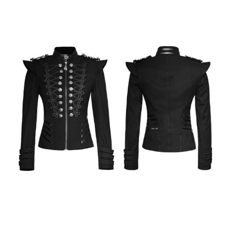 

Rock Punk Gohtic Military Frogs Short Jacket For Women 2017 Spring Autumn Fashion Long Sleeve Women's Jackets Sliming Fit Coat
