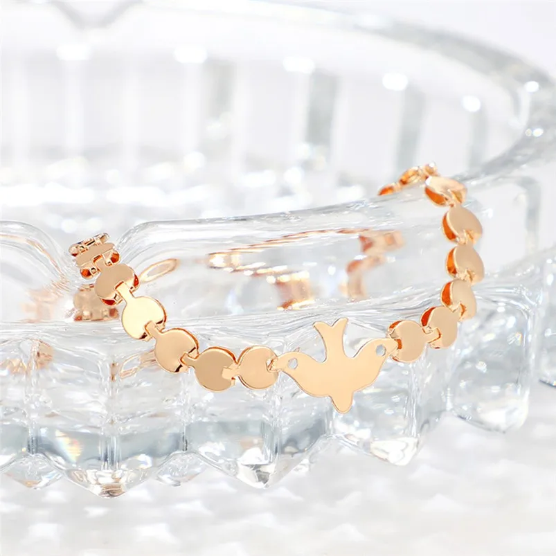 Geometric round chain round chain bird animal ankle chain bracelet acero inoxidable joyeria mujer luxury brand F14 (6)