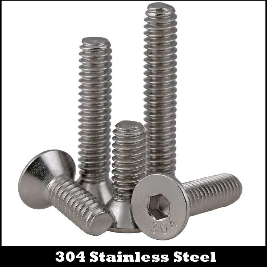 

10# #10-24*2 2" 2 Inch Length 304 Stainless Steel US UNC Coarse Thread Bolt Hex Hexagon Socket Flat Countersunk CSK Head Screw