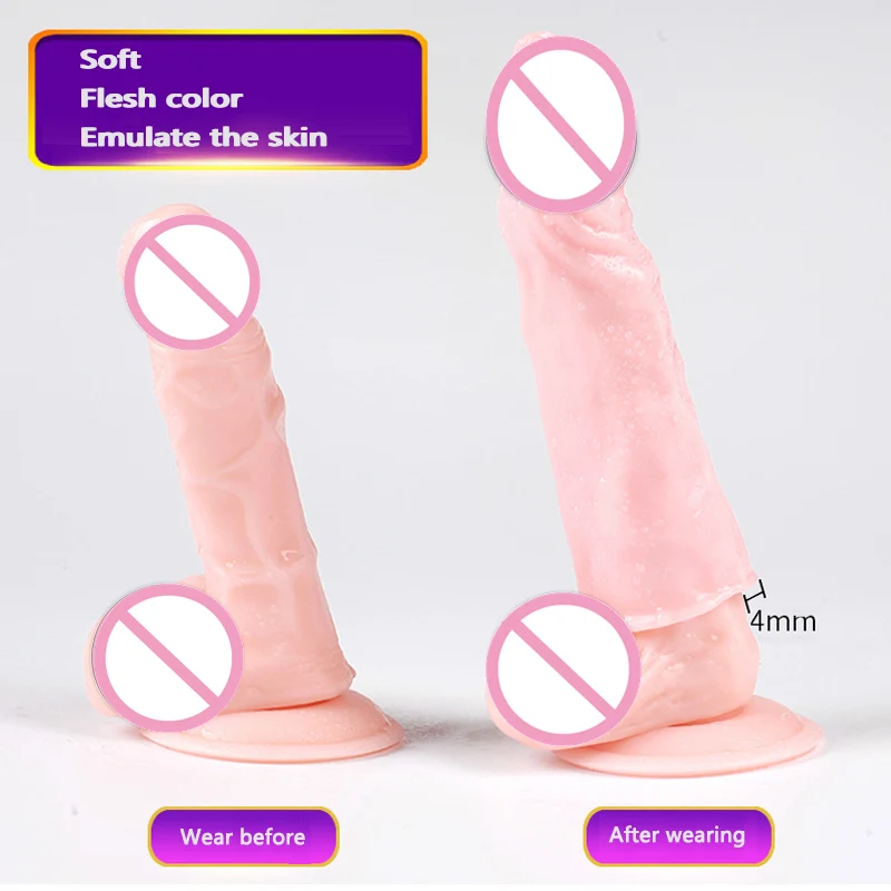 QU YUE 3 Size Penis Extender Medical Silicone Enlargement penis extenders sleeve condoms Sex Toys For Male Delay condom Long (4)