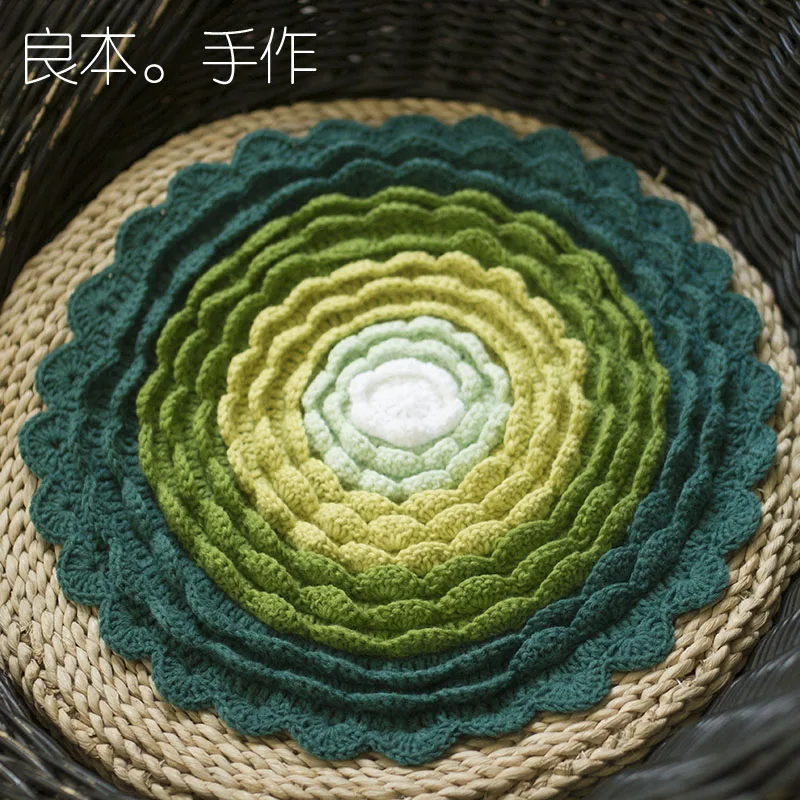 

hot sale DIY 3D sofa mat outdoor Tea Ceremony Hand hooked fashion crochet blanket cushion felt pastoral style gift