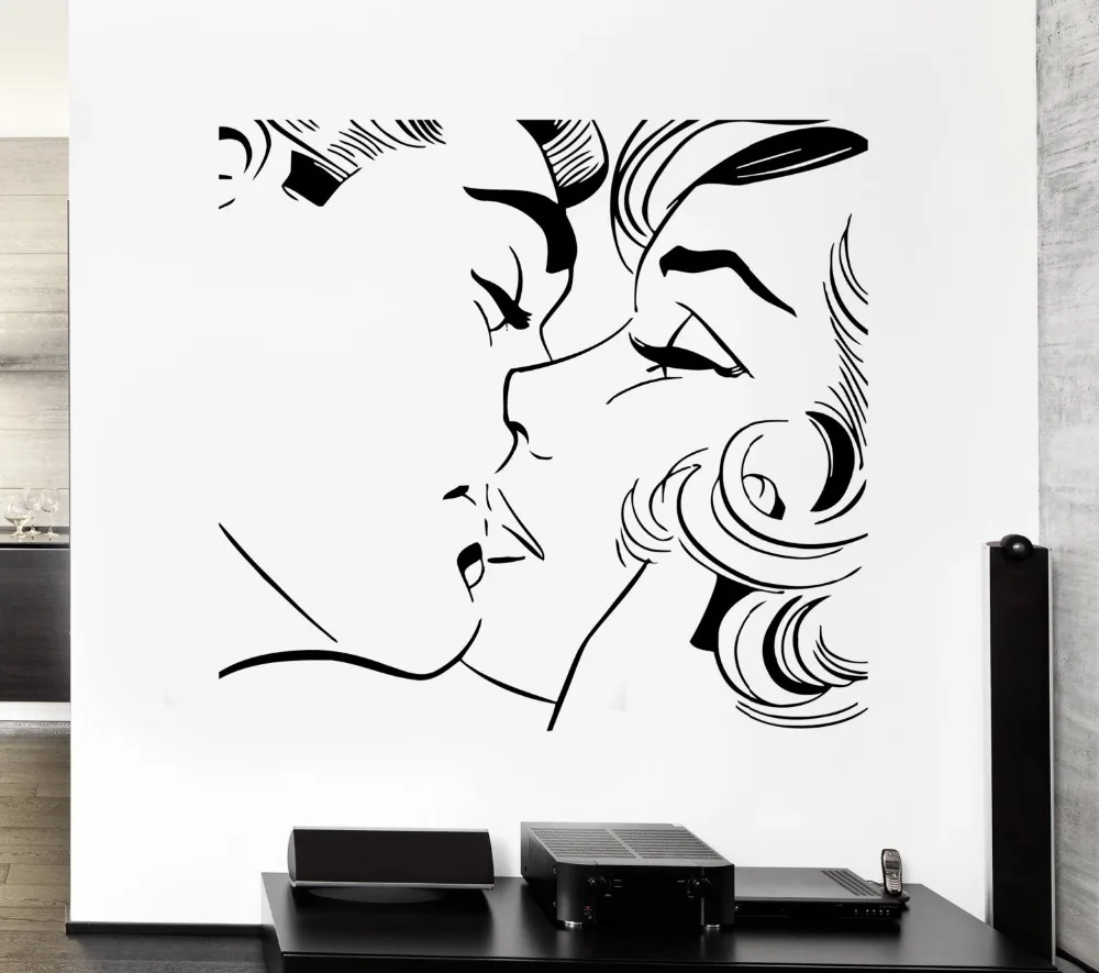 Lovers Kissing Wall Decals Home Livingroom Art Decor Wall Sticker