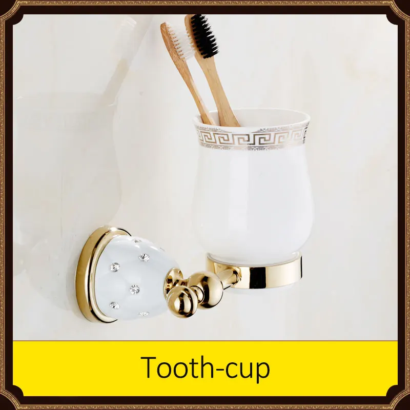 Quyanre роскошный золотой Алмазный Набор для ванной комнаты из нержавеющей стали позолоченные аксессуары для ванной зубная щетка бумажная чашка крючок для полотенец